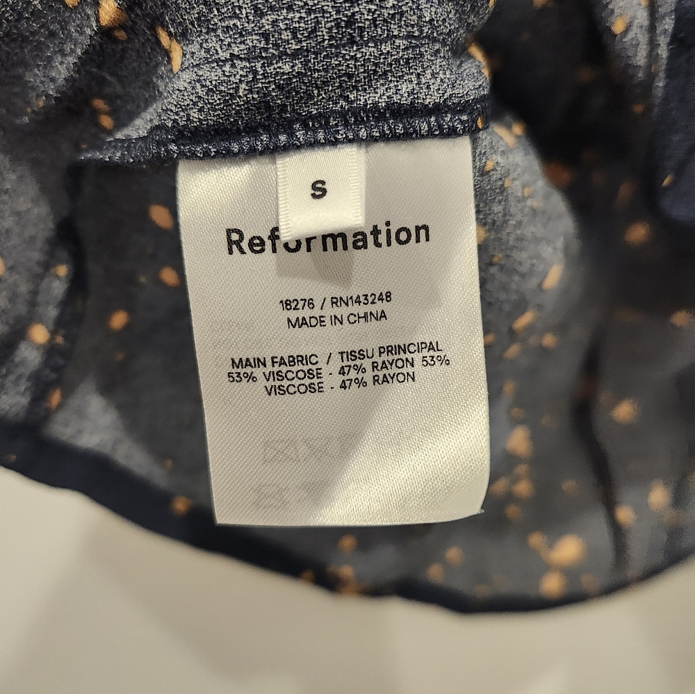 NEW RARE REFORMATION BLUE MINI DRESS WITH SLIT SZ SMALL MARLOWE NAVY SPECKLED - Picture 8 of 11